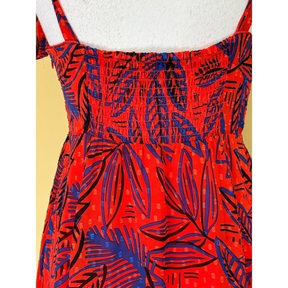 Alexis for Target red leaf tie strap dress, XS, bohemian, handkerchief hem - Picture 6 of 7